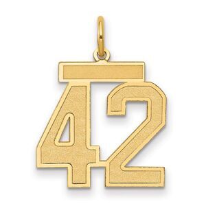 14k Yellow Gold, Jersey Collection, Medium Number 42 Pendant